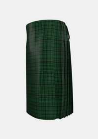 Traditional_Menzies_Green_Tartan_788_kilt_left_image_with_pleated_design_and_adjustable_buckles_for_men