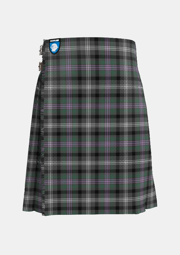 Traditional_Midnight_Thistle_Tartan_kilt_7499_front_image_with_pleated_design_and_adjustable_buckles_for_men