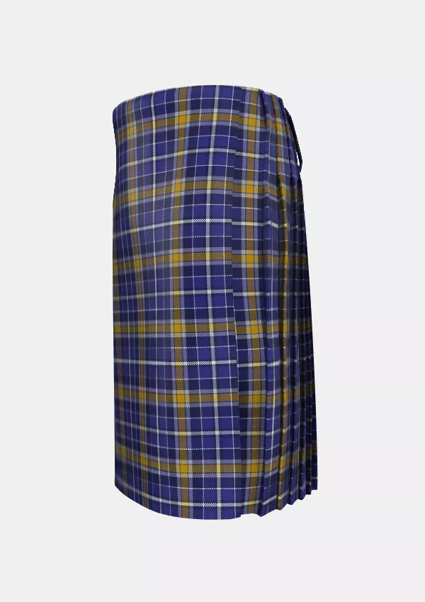 Traditional_Monaghan_County_Crest_Range_Tartan_7412_kilt_left_image_with_pleated_design_and_adjustable_buckles_for_men