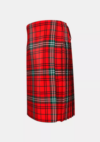 Traditional_Morrison_Red_Tartan_kilt_left_image_with_pleated_design_and_adjustable_buckles_for_men
