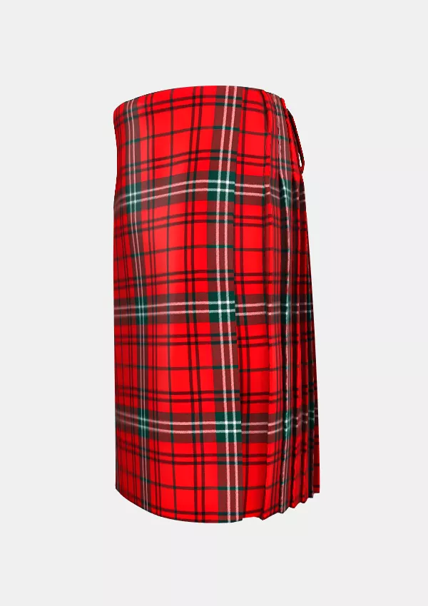 Traditional_Morrison_Red_Tartan_kilt_left_image_with_pleated_design_and_adjustable_buckles_for_men