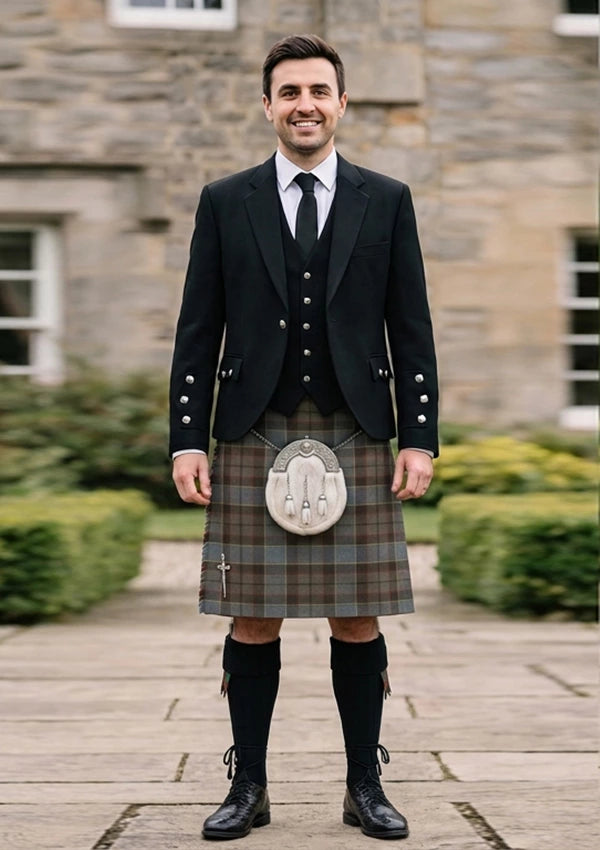 Traditional_Outlander_tartan_11113_Kilt_and_Argyle_Jacket_Kilt_Outfit_front_image