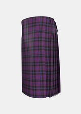 Traditional_Purple_Tartan_kilt_left_image_with_pleated_design_and_adjustable_buckles_for_men