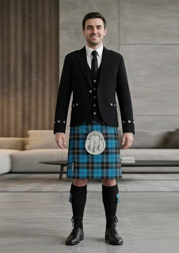 Traditional_Ramsay_Blue_tartan_259_Kilt_and_Argyle_Jacket_Kilt_Outfit_front_image