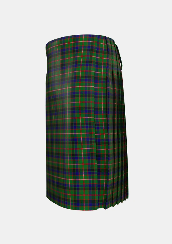 Traditional_Reid_Green_Tartan_2066_kilt_left_image_with_pleated_design_and_adjustable_buckles_for_men