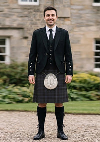 Traditional_Rivers_of_Scotland_tartan_Kilt_and_Argyle_Jacket_Kilt_Outfit_front_image