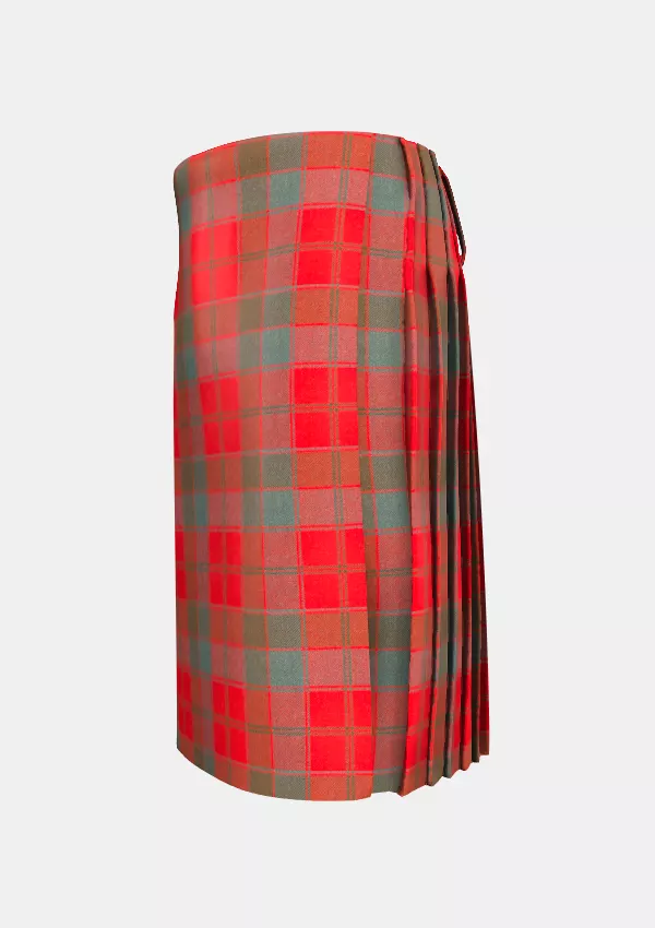 Traditional_Robertson_Red_Weathered_Tartan_kilt_left_image_with_pleated_design_and_adjustable_buckles_for_men