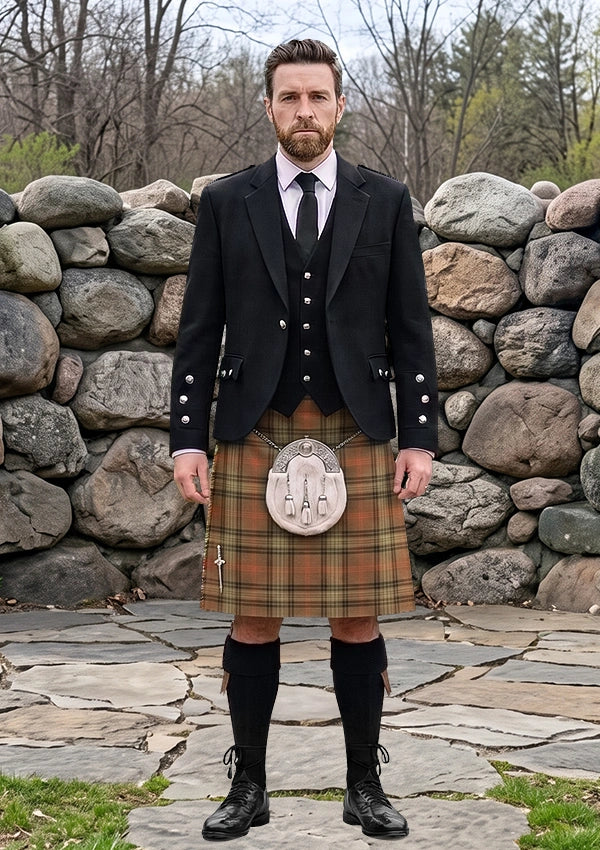 Traditional_Ross_Weathered_Tartan_Kilt_and_Argyle_Jacket_Kilt_Outfit_front_image