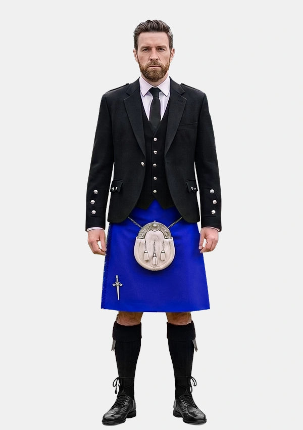 Traditional_Royal_Blue_Tartan_Kilt_and_Argyle_Jacket_Kilt_Outfits_front_image