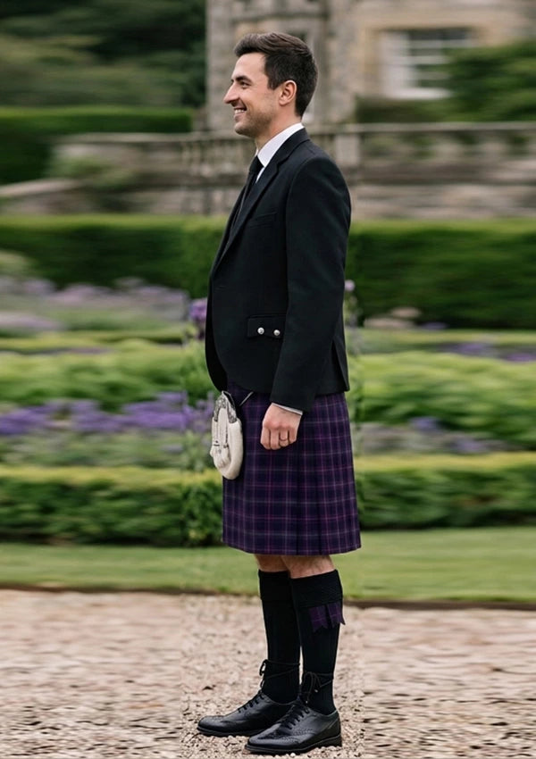 Traditional_Scottish_Heather_tartan_3909_Kilt_and_Argyle_Jacket_Kilt_Outfit_left_image
