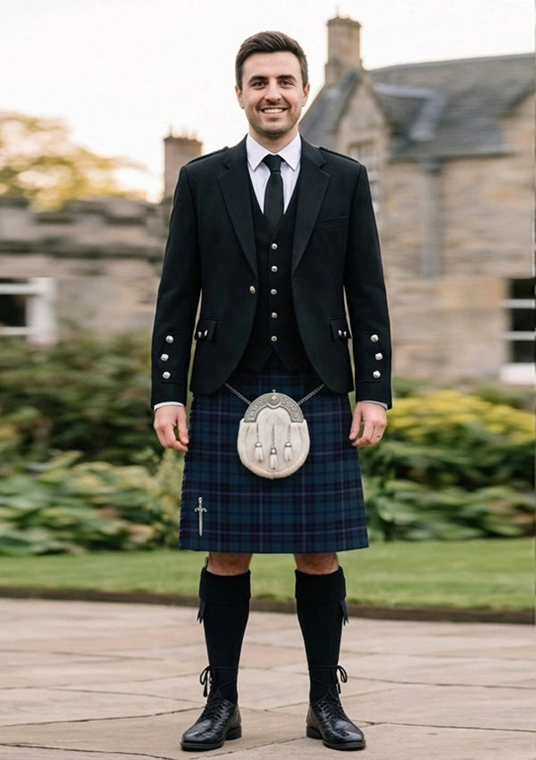 Traditional_Scottish_Thistle_tartan_7098_Kilt_and_Argyle_Jacket_Kilt_Outfit_front_image