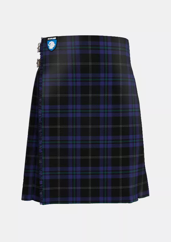 Traditional_Silver_Thistle_Tartan_6686_kilt_front_image_with_pleated_design_and_adjustable_buckles_for_men