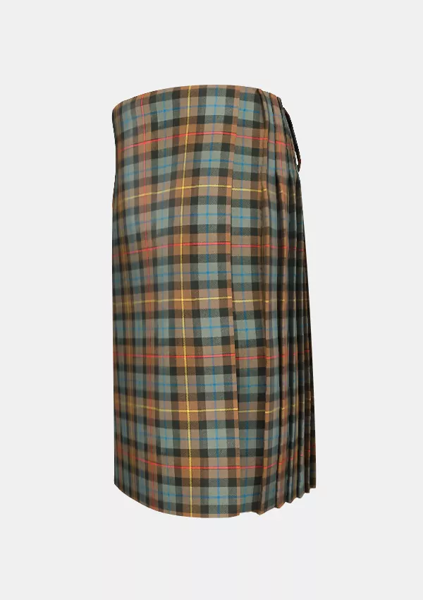Traditional_Smith_Weathered_tartan_kilt_left_image_with_pleated_design_and_adjustable_buckles_for_men