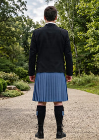 Traditional_Solid_Blue_Tartan_Kilt_and_Argyle_Jacket_Kilt_Outfit_back_image