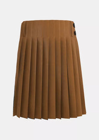Traditional_Solid_Light_Brown_Tartan_kilt_back_image_with_pleated_design_and_adjustable_buckles_for_men