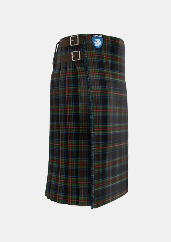 Traditional_Stewart_Black_Tartan_1061_kilt_right_image_with_pleated_design_and_adjustable_buckles_for_men