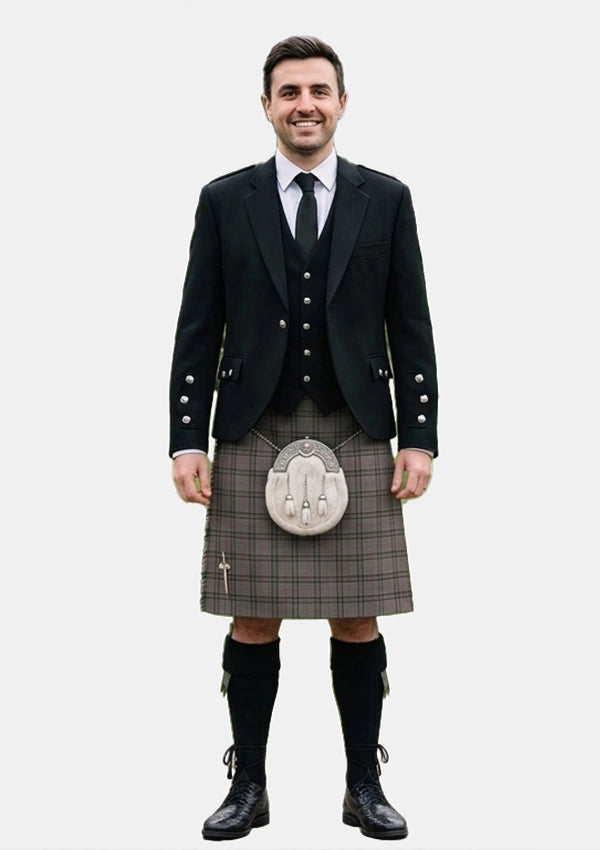 Traditional_Stewart_Grey_tartan_1632_Kilt_and_Argyle_Jacket_Kilt_Outfits_front_image