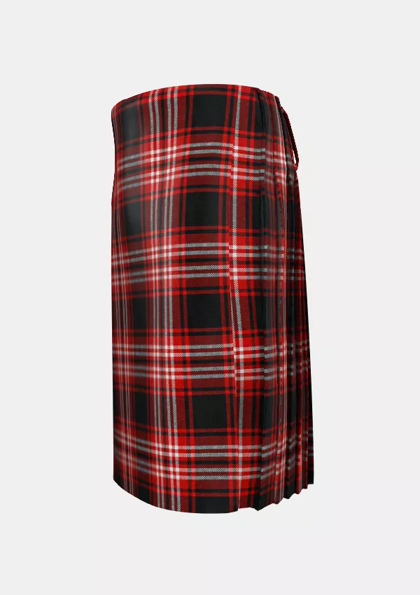 Traditional_Tweedside_Red_Tartan_kilt_left_image_with_pleated_design_and_adjustable_buckles_for_men