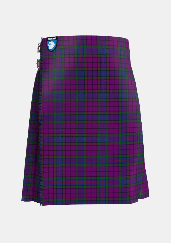 Traditional_Wardlaw_Tartan_6600_kilt_front_image_with_pleated_design_and_adjustable_buckles_for_men