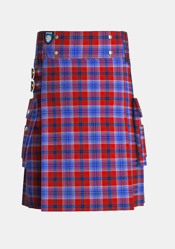 Utility_A_J_Gallacher_Tartan_10053_kilt_front_image_with_pleated_design_and_adjustable_buckles_for_men