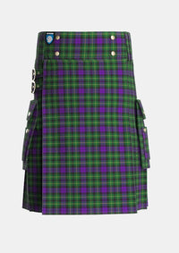 Utility_Abercrombie_Wilsons_No2_64_Tartan_1048_kilt_front_image_with_pleated_design_and_adjustable_buckles_for_men