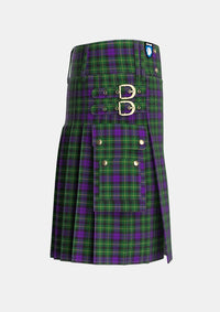 Utility_Abercrombie_Wilsons_No2_64_Tartan_1048_kilt_right_image_with_pleated_design_and_adjustable_buckles_for_men