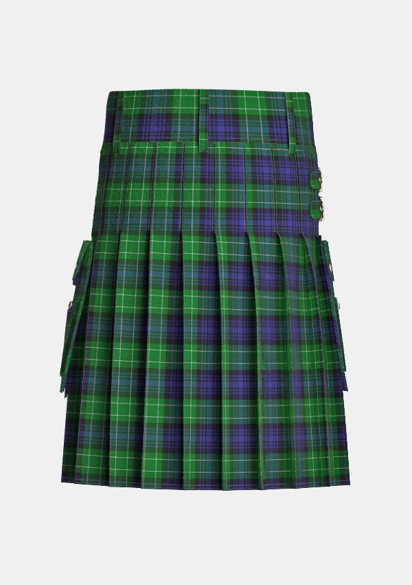 Utility_Abercrombie_tartan_241_kilt_back_image_with_pleated_design_and_adjustable_buckles_for_men