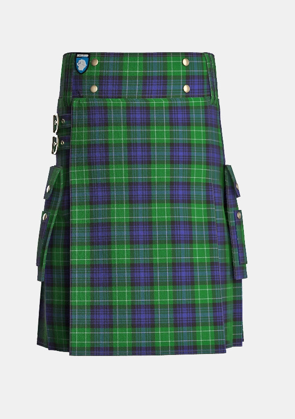 Utility_Abercrombie_tartan_241_kilt_front_image_with_pleated_design_and_adjustable_buckles_for_men
