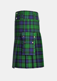 Utility_Abercrombie_tartan_241_kilt_left_image_with_pleated_design_and_adjustable_buckles_for_men