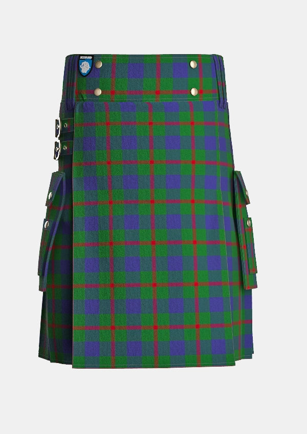Utility_Agnew_tartan_182_kilt_front_image_with_pleated_design_and_adjustable_buckles_for_men