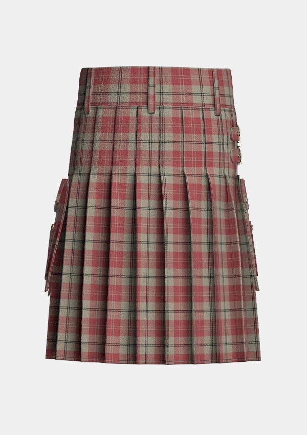 Utility_Ailsa_Pink_Tartan_7587_kilt_back_image_with_pleated_design_and_adjustable_buckles_for_men