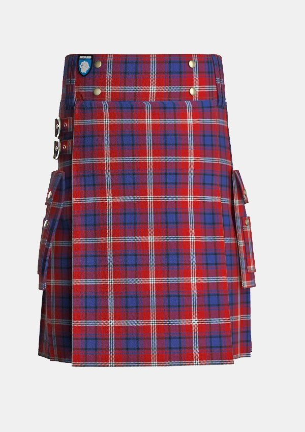 Utility_Ainslie_Tartan_2187_kilt_front_image_with_pleated_design_and_adjustable_buckles_for_men