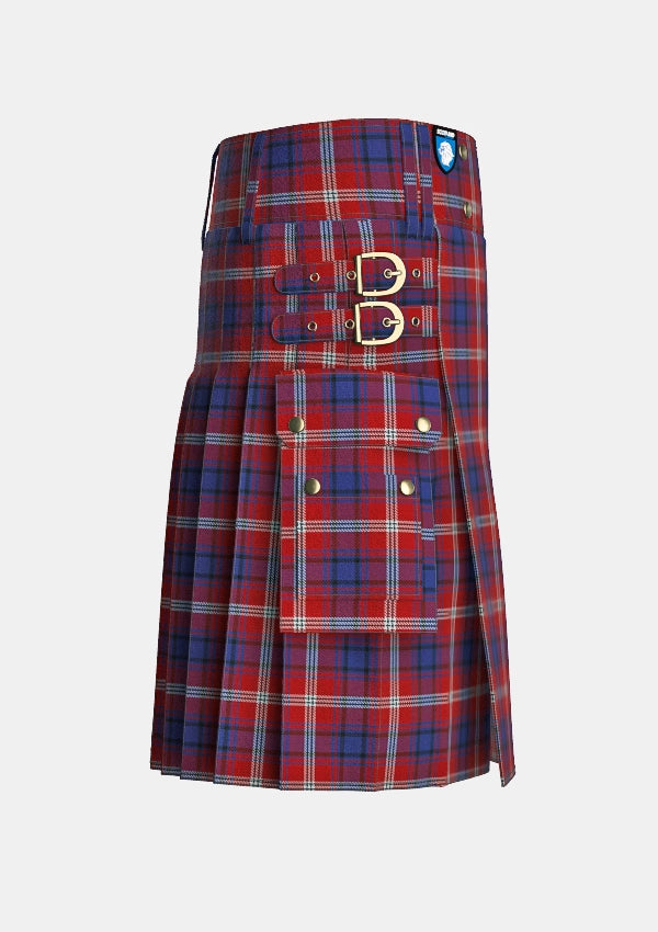 Utility_Ainslie_Tartan_2187_kilt_right_image_with_pleated_design_and_adjustable_buckles_for_men