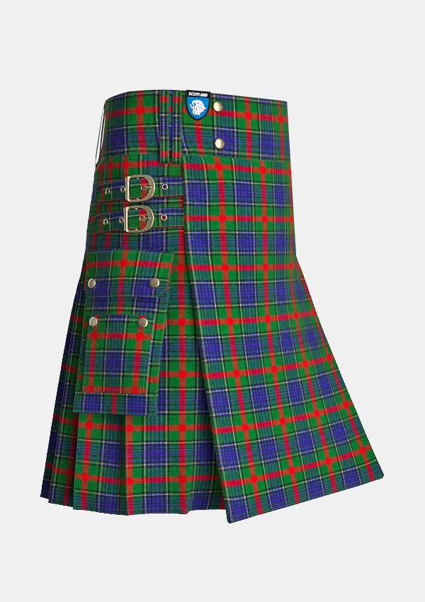 Utility_Aiton_Tartan_kilt_side_image_with_pleated_design_and_adjustable_buckles_for_men