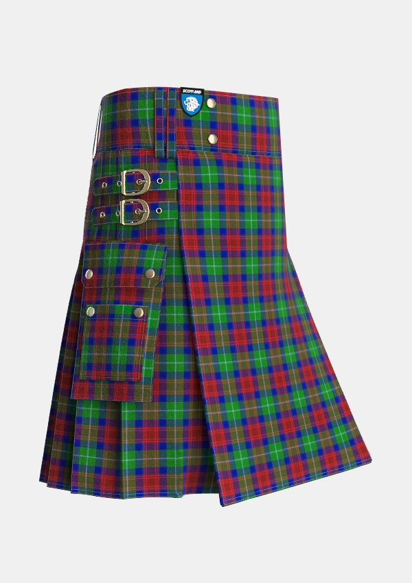 Utility_Akins_Clan_Personal_Tartan_2426_kilt_side_image_with_pleated_design_and_adjustable_buckles_for_men