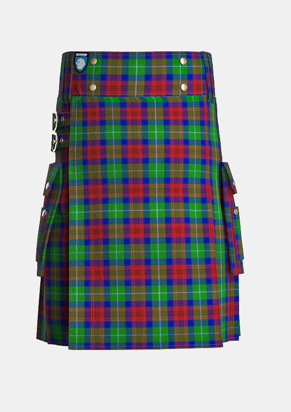 Utility_Akins_Clan_Tartan_2426_kilt_front_image_with_pleated_design_and_adjustable_buckles_for_men