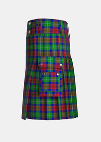 Utility_Akins_Clan_Tartan_2426_kilt_left_image_with_pleated_design_and_adjustable_buckles_for_men
