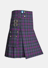Utility_Alba_Tartan_3825_kilt_side_image_with_pleated_design_and_adjustable_buckles_for_men