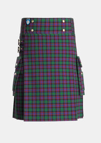 Utility_Alexander_Hunting_Personal_Tartan_411_kilt_front_image_with_pleated_design_and_adjustable_buckles_for_men