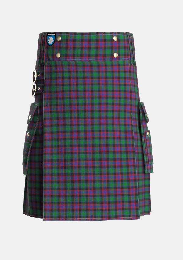 Utility_Alexander_Hunting_Personal_Tartan_411_kilt_front_image_with_pleated_design_and_adjustable_buckles_for_men