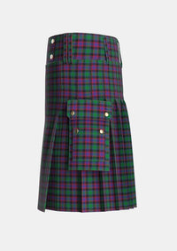Utility_Alexander_Hunting_Personal_Tartan_411_kilt_left_image_with_pleated_design_and_adjustable_buckles_for_men