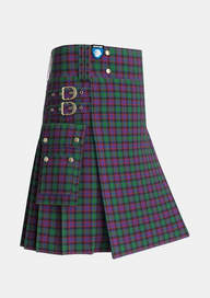 Utility_Alexander_Hunting_Personal_Tartan_411_kilt_side_image_with_pleated_design_and_adjustable_buckles_for_men