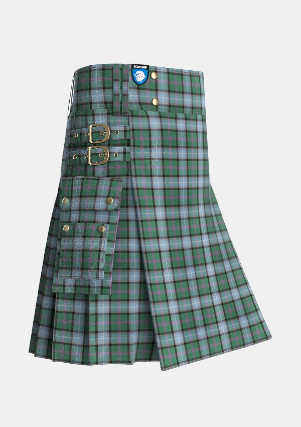 Utility_Alexander_of_Menstry_Hunting_Tartan_6715_kilt_side_image_with_pleated_design_and_adjustable_buckles_for_men