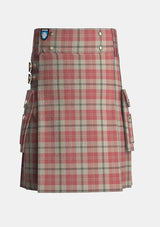 Utility_Alisa_Pink_Tartan_7587_kilt_front_image_with_pleated_design_and_adjustable_buckles_for_men