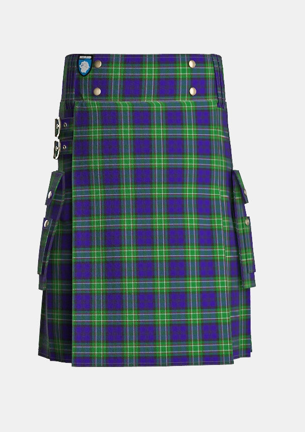 Utility_Allen_tartan_2519_kilt_front_image_with_pleated_design_and_adjustable_buckles_for_men