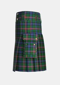 Utility_Allison_tartan_303_kilt_left_image_with_pleated_design_and_adjustable_buckles_for_men