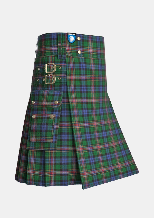 Utility_Allison_tartan_303_kilt_side_image_with_pleated_design_and_adjustable_buckles_for_men