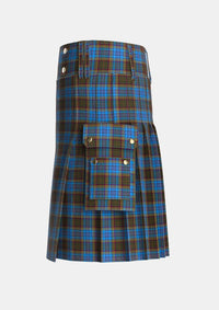 Utility_Anderson_Coulson_Bonner_2_Tartan_1350_kilt_left_image_with_pleated_design_and_adjustable_buckles_for_men