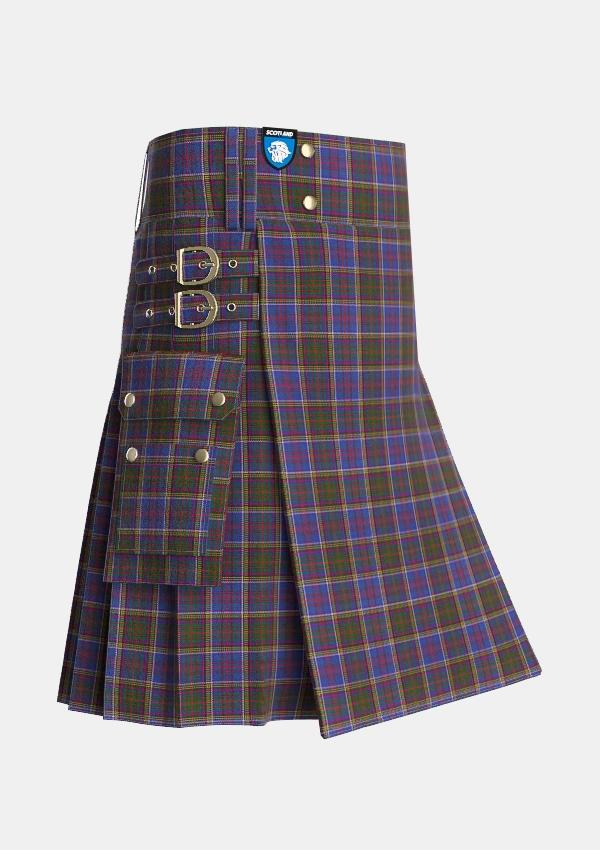 Utility_Anderson_W_L_Anderson_Stirling_Tartan_1346_kilt_side_image_with_pleated_design_and_adjustable_buckles_for_men