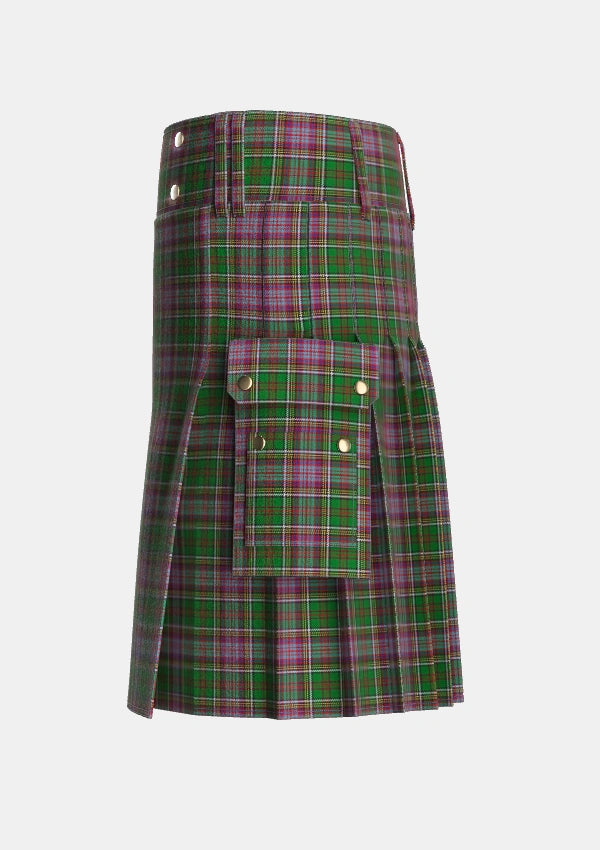 Utility_Anderson_of_Kinneddar_Hunting_Tartan_1396_kilt_left_image_with_pleated_design_and_adjustable_buckles_for_men